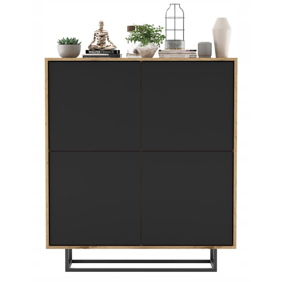 Komoda Loft Szafka RTV Loft Dąb Wotan Czarny MAT 113 cm