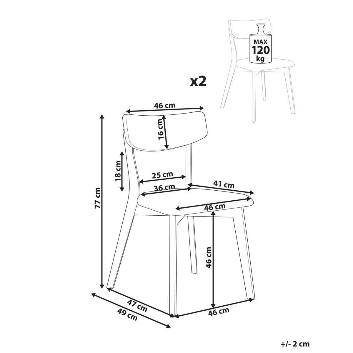 Zestaw 2 krzeseł do jadalni HOPE Drewno Ciemny brąz/ zielony