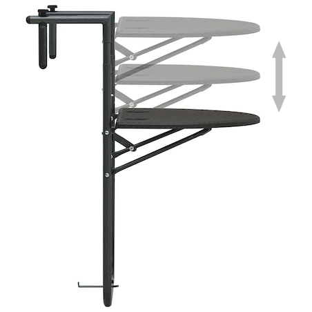 vidaXL Wiszący stolik balkonowy, brązowy, 60x64x83,5 cm, plastikowy