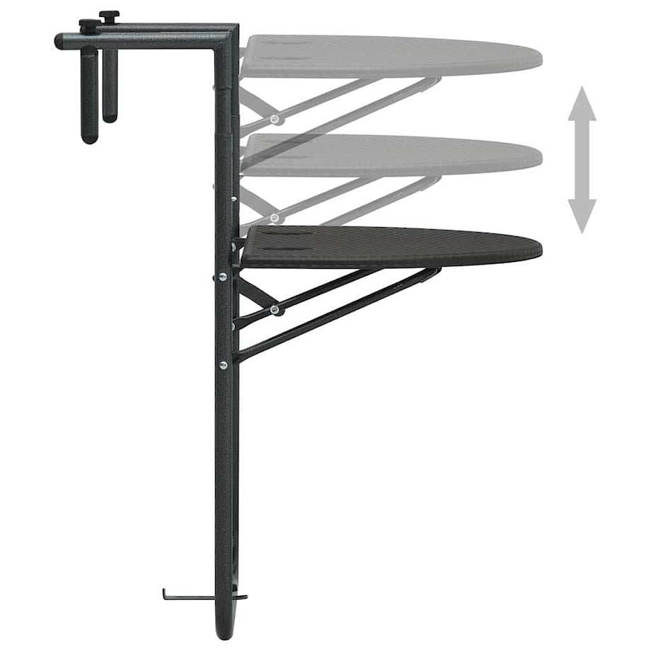 vidaXL Wiszący stolik balkonowy, brązowy, 60x64x83,5 cm, plastikowy
