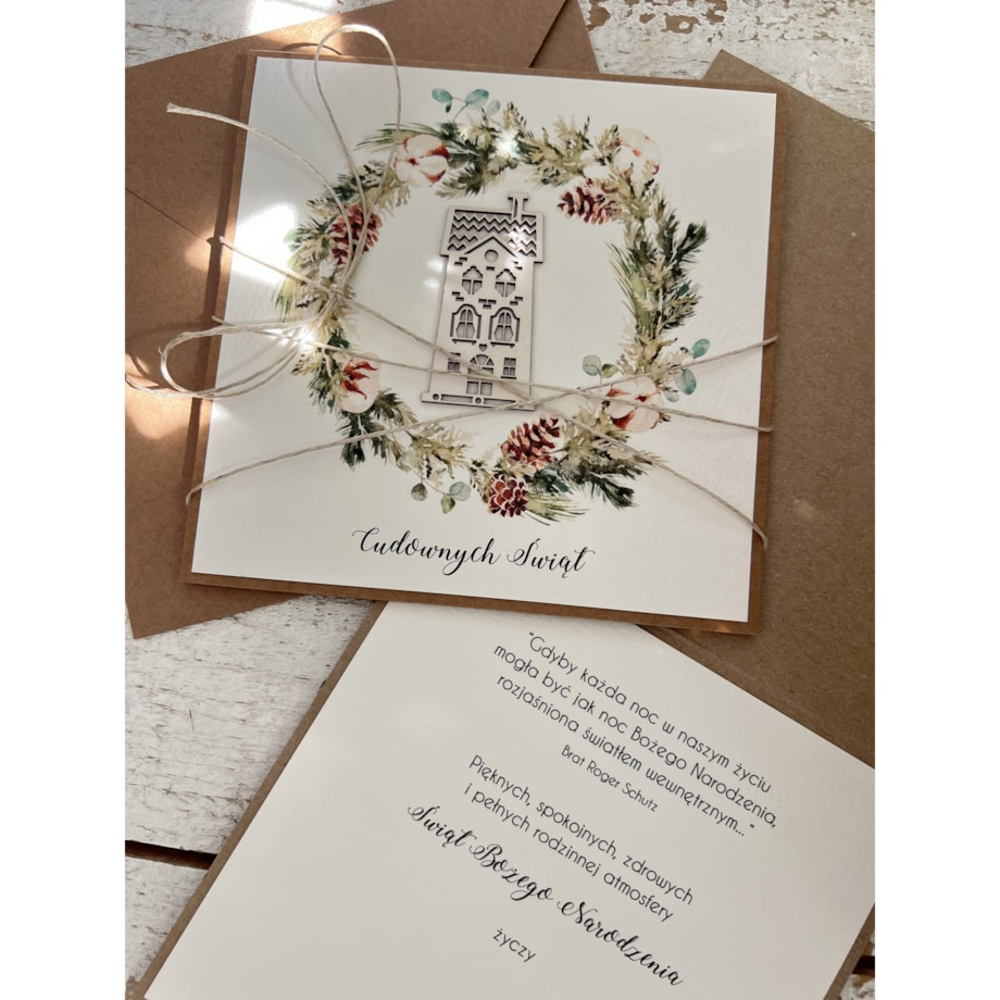 Wyjątkowa ręcznie robiona kartka świąteczna na Boże Narodzenie