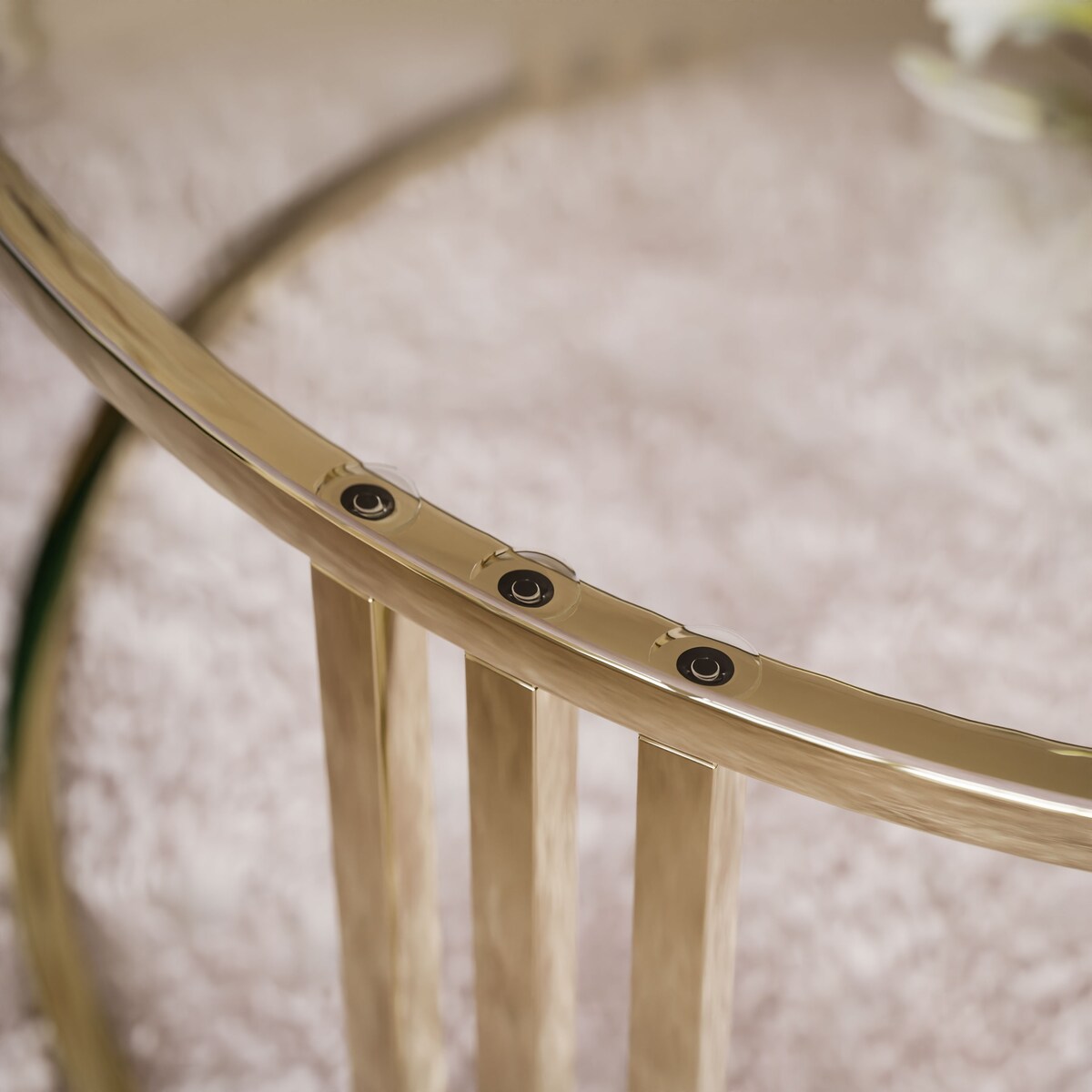 Stolik LORI 2w1 złoty chrom przeźroczyste szkło