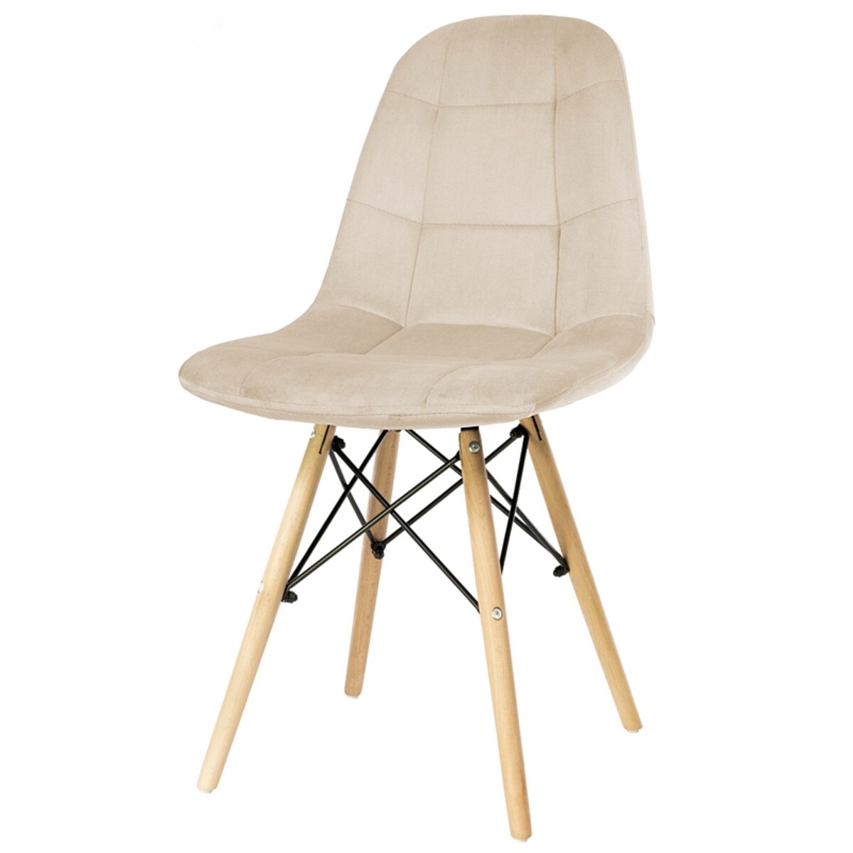 Krzesło tapicerowane do salonu welurowe skandynawskie beżowe