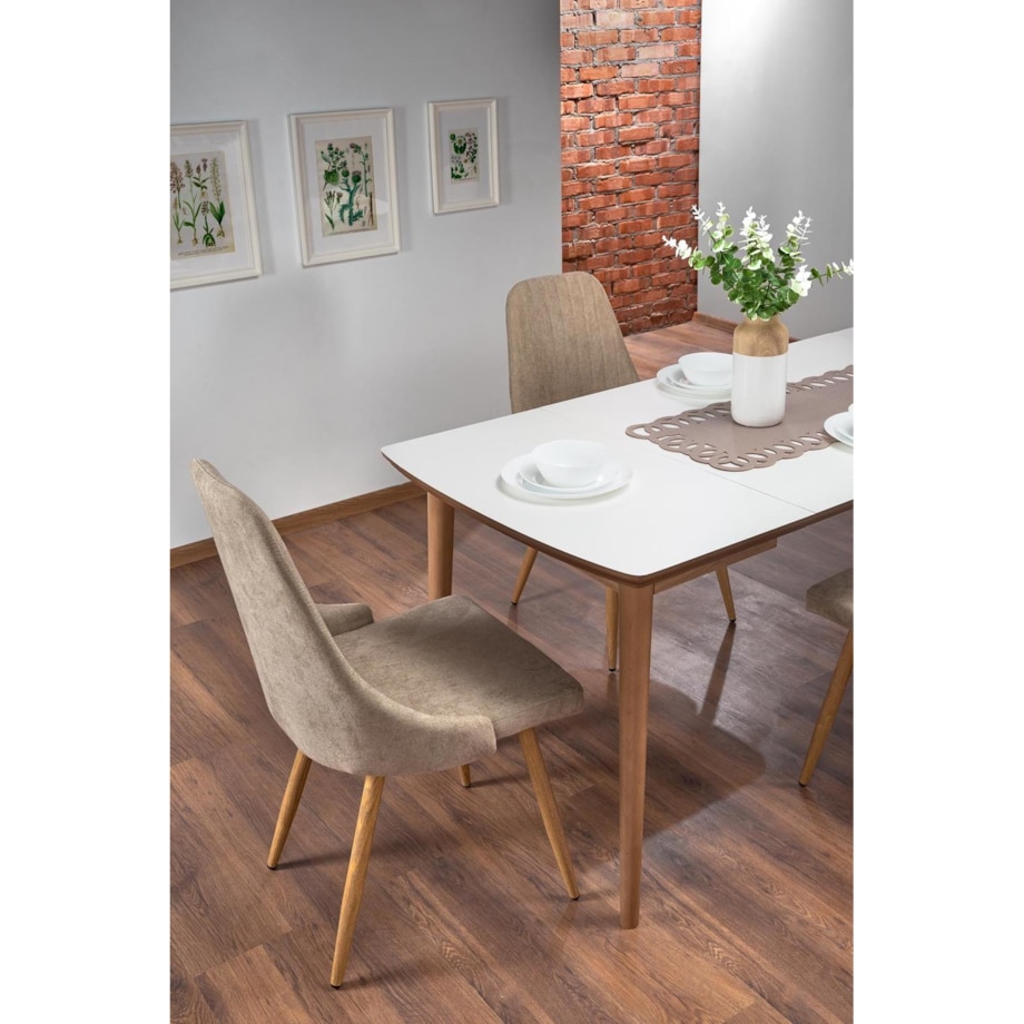 STÓŁ ROZKŁADANY Terra biały mat i dąb 90-190/80/75 cm