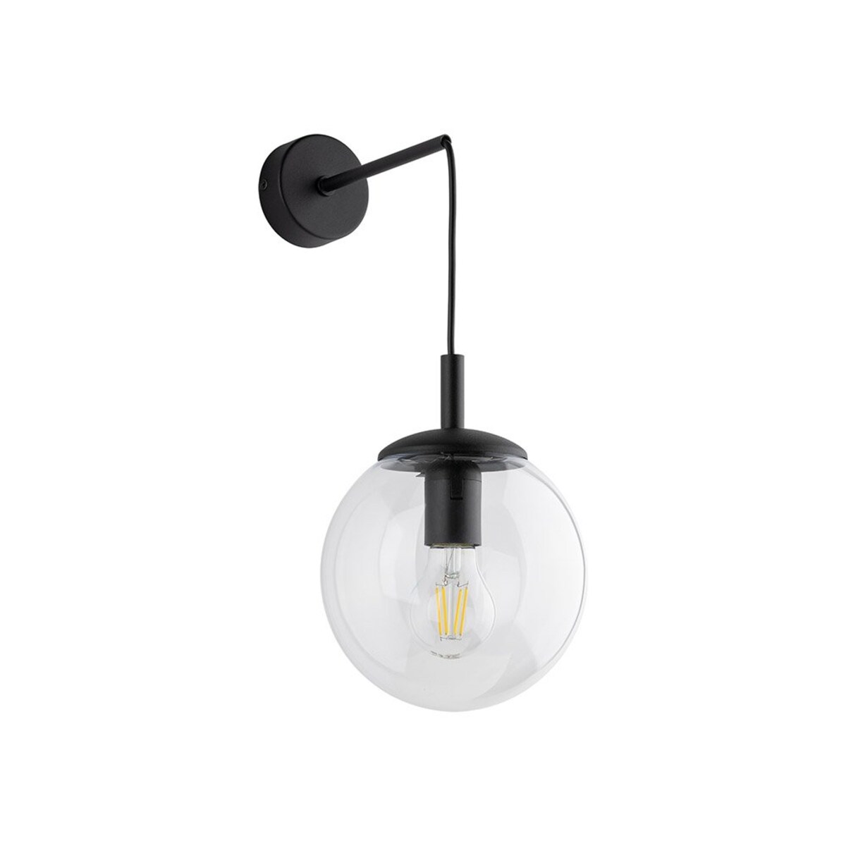 Kinkiet ESME TRANSPARENT 5387 TK Lighting czarny, przezroczysty klosz, E27, nowoczesna lampa ścienna 45 cm
