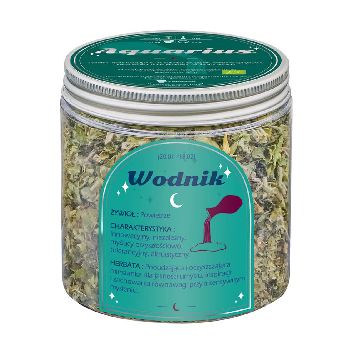 Herbata Zodiakalna WODNIK - herbaciany susz napar ziołowa mieszanka na astrologiczny prezent upominek podarunek dla osoby ze znakiem zodiaku WODNIKA