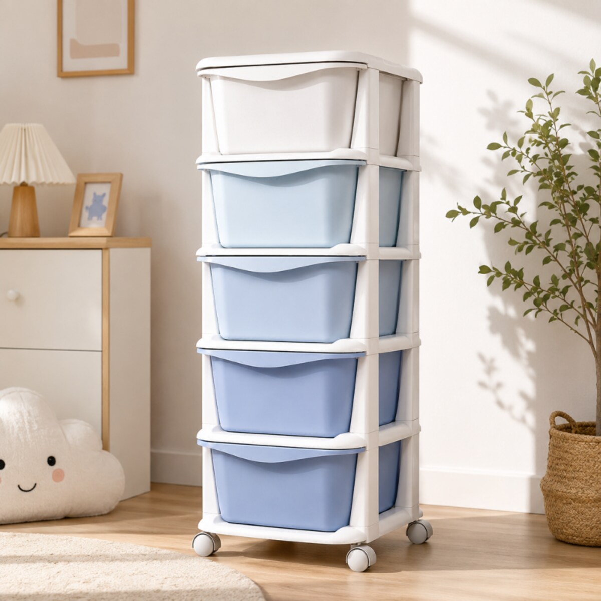 Plastikowy regał na kółkach szafka szuflady szafa 97 x 38 x 37 cm PO23
