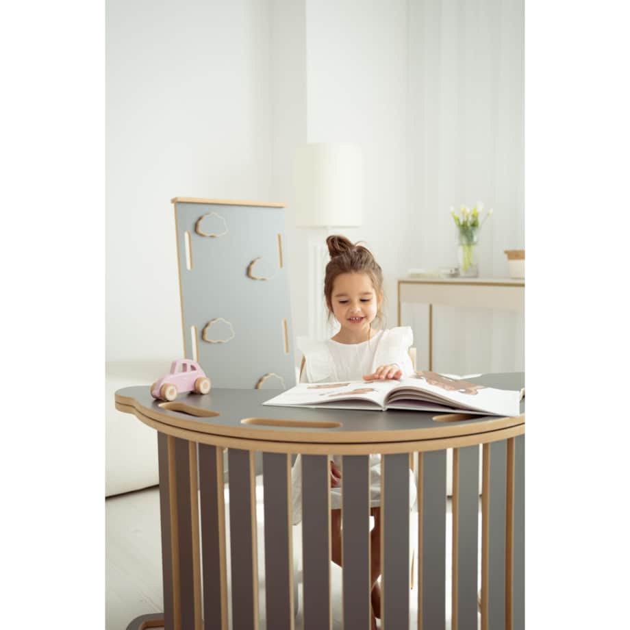 3w1 DUŻY bujak montessori + DUŻA zjeżdżalnia CHMURKI + blat - szary