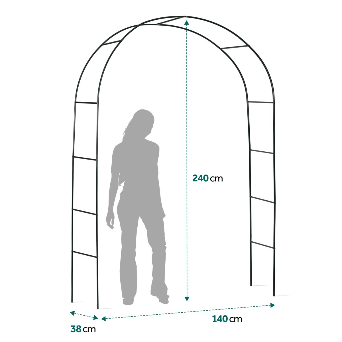 Pergola ogrodowa czarna łuk na kwiaty 240x140cm + kotwy Plonos