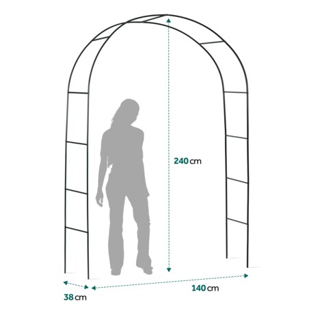 Pergola ogrodowa czarna łuk na kwiaty 240x140cm + kotwy Plonos