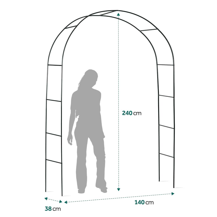 Pergola ogrodowa czarna łuk na kwiaty 240x140cm + kotwy Plonos