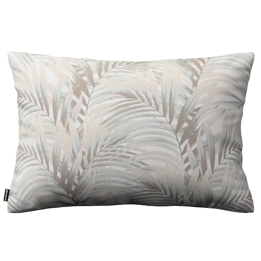 Poszewka Kinga na poduszkę prostokątną 60x40 beżowo-kremowe liście palmy na białym tle