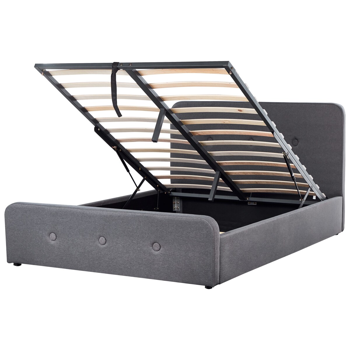 Łóżko z pojemnikiem tapicerowane 140 x 200 cm ciemnoszare RENNES