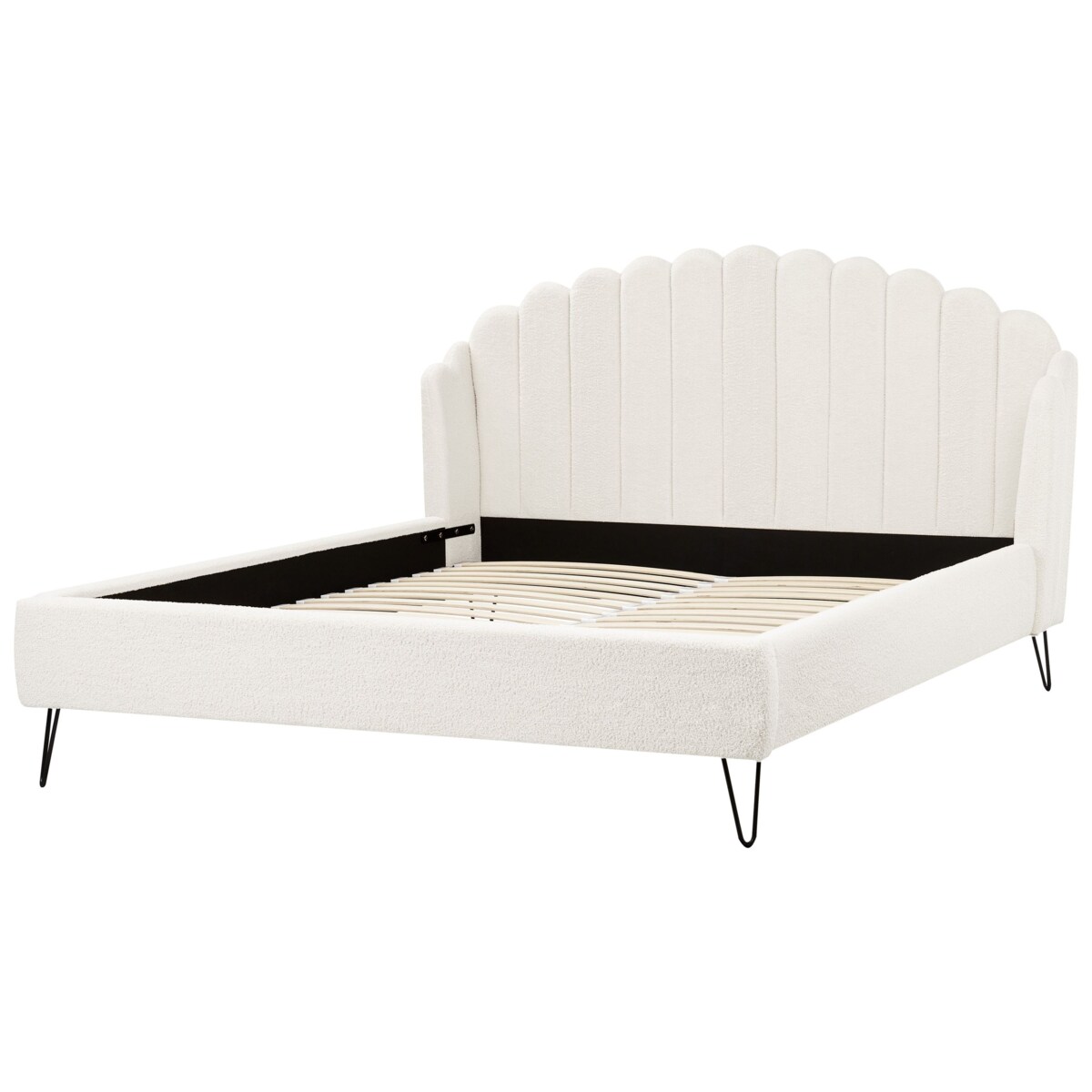 Łóżko Boucle AMBILLOU 180 x 200 cm Złamana biel