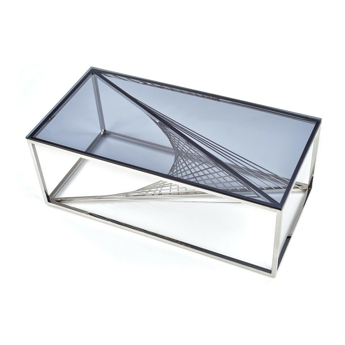 STOLIK KAWOWY Infinity SZKLANY przydymiony STALOWA PODSTAWA