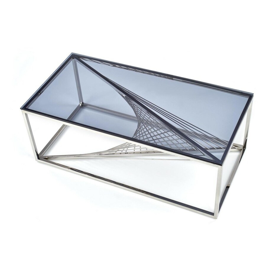 STOLIK KAWOWY Infinity SZKLANY przydymiony STALOWA PODSTAWA