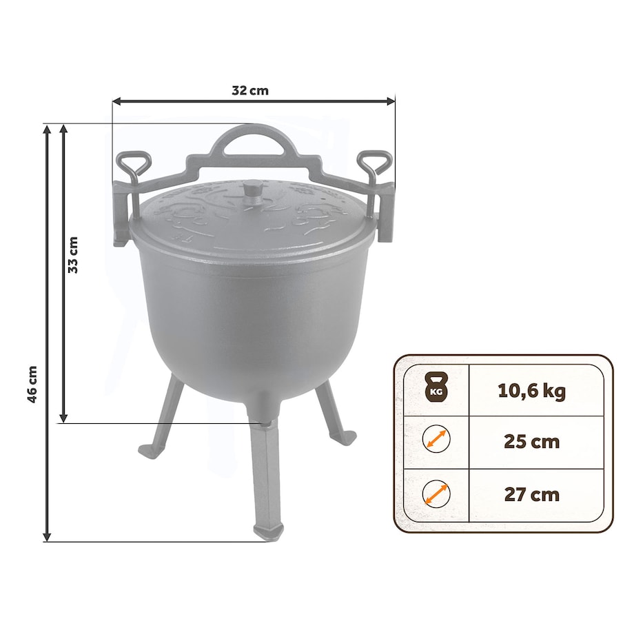 Garnek emaliowany kociołek żeliwny Berdsen BD-481 emaliowany 8L na ognisko grill +przepisy
