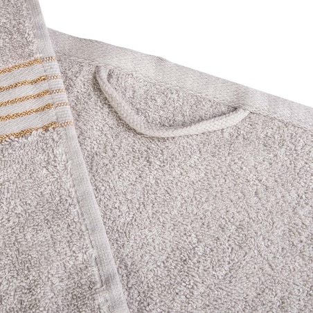 Ręcznik do rąk 30x50 cm bawełniany kolor jasny szary z bordiurą w złote paski 500 g/m2 TIWANO