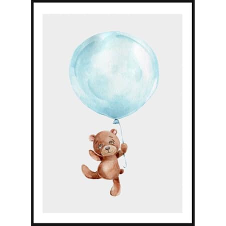 Poster Story, Plakat, Obraz - Miś z Niebieskim Balonem, wymiary 70 x 100 cm
