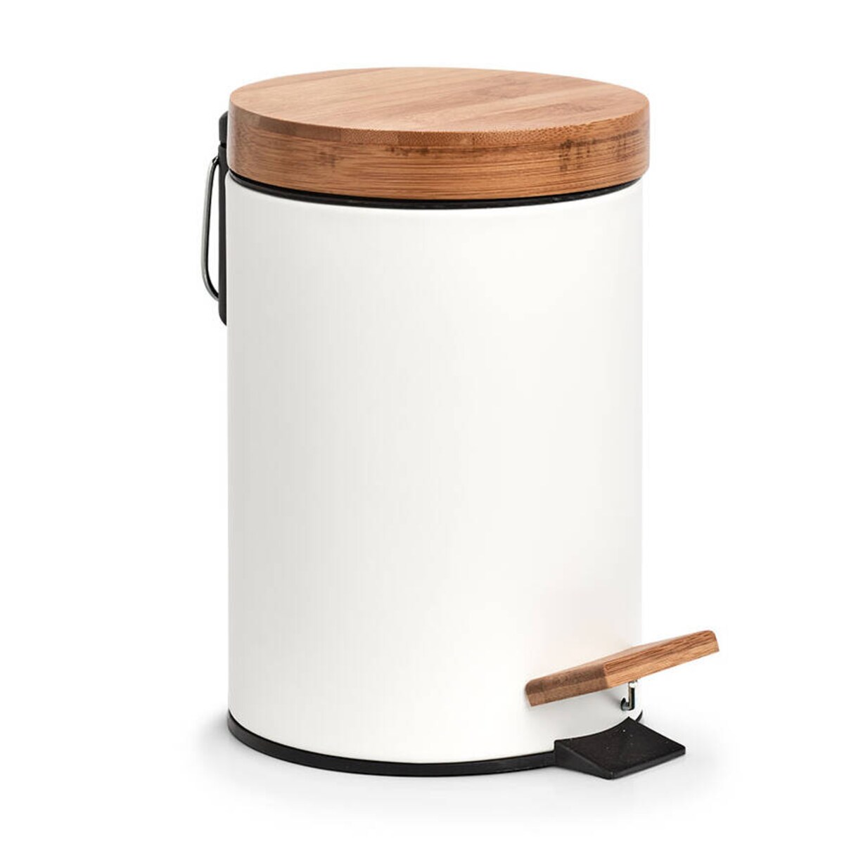 Kosz łazienkowy z metalu i bambusa, Ø 16,8 cm