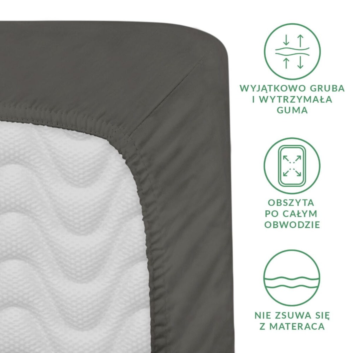 Prześcieradło satynowe z gumką szare 180 x 200 cm