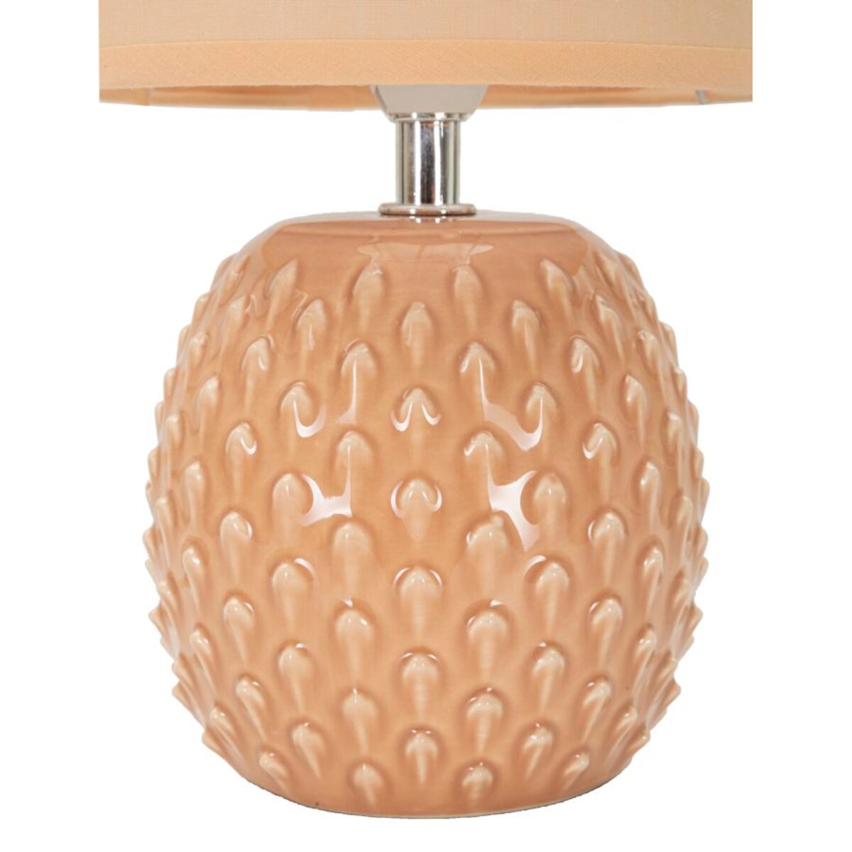 Lampa stołowa Pontus, kolor brzoskwiniowy, ceramika, żelazo i tkanina, 14 x 14 x 27 cm, 1 x E14, styl nowoczesny, do salonu i sypialni, Mauro Ferretti