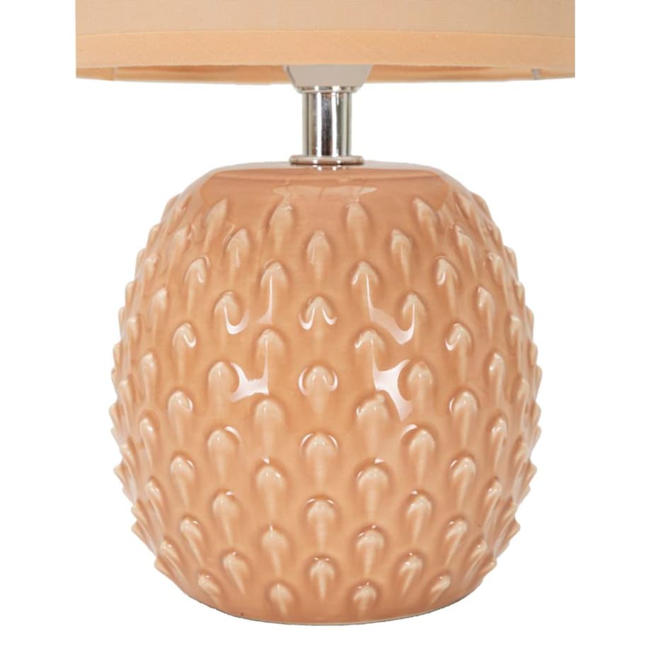 Lampa stołowa Pontus, kolor brzoskwiniowy, ceramika, żelazo i tkanina, 14 x 14 x 27 cm, 1 x E14, styl nowoczesny, do salonu i sypialni, Mauro Ferretti