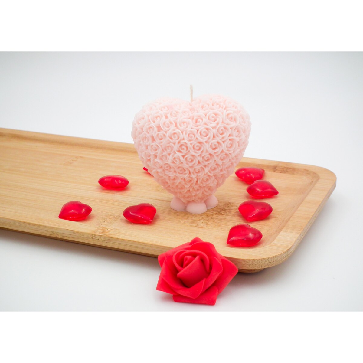 Świeca sojowa serce różane różowe zapachowe Lemon Paczula Wanilia