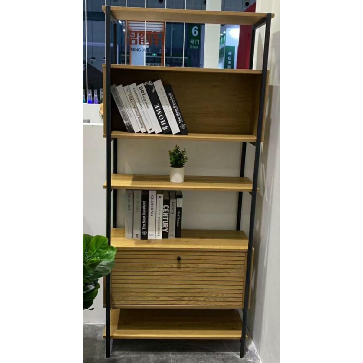 REGAŁ Z 5 PÓŁKAMI I SZAFKĄ Lattes okleina dębowa