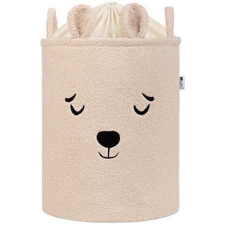 kosz na zabawki sipo, wersja premium boucle, zamykany na ściągacz, beżowy miś, xl