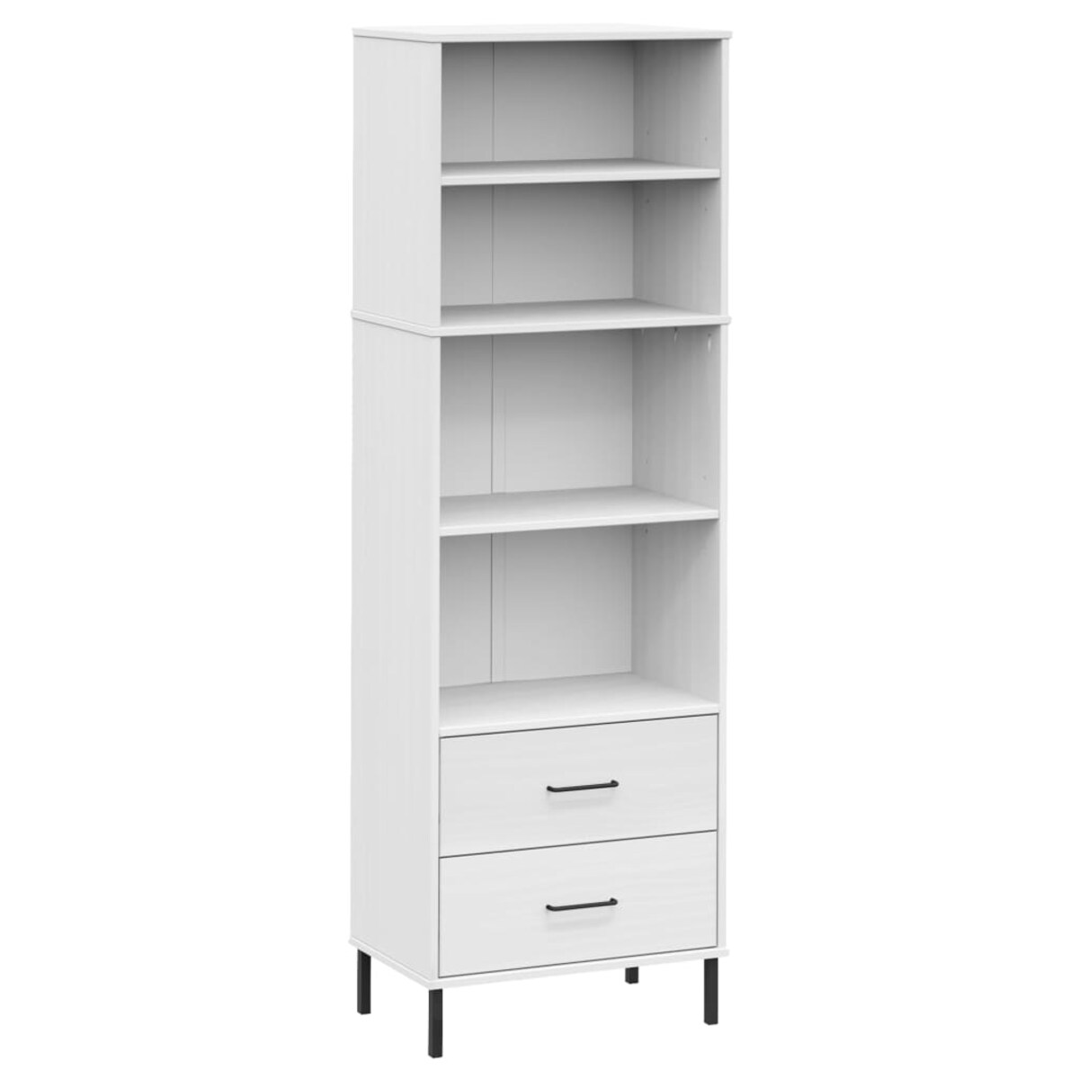 vidaXL Regał OSLO z 2 szufladami, biały, 60x35x180 cm, lite drewno