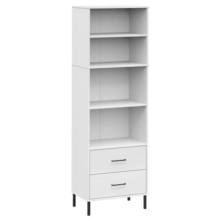 vidaXL Regał OSLO z 2 szufladami, biały, 60x35x180 cm, lite drewno