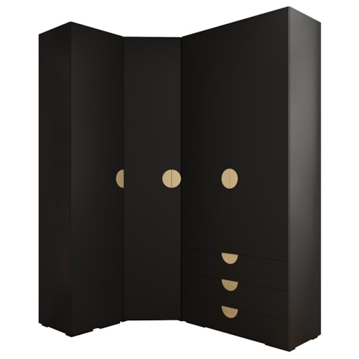 Garderoba wysoka do przedpokoju INOVA 4 Z6 czarny+złoty