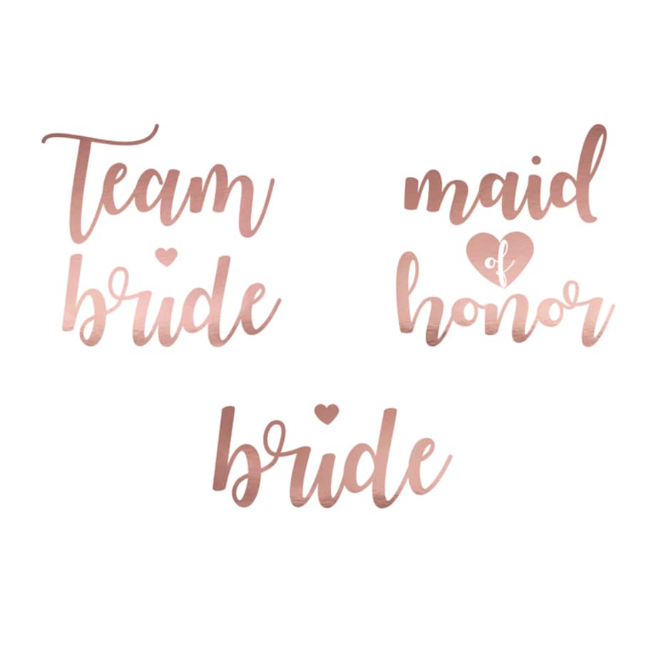 Tatuaże zmywalne Wieczór panieński, różowe złoto (1 op. / 13 szt.)