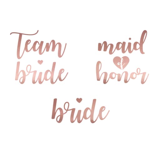 Tatuaże zmywalne Wieczór panieński, różowe złoto (1 op. / 13 szt.)