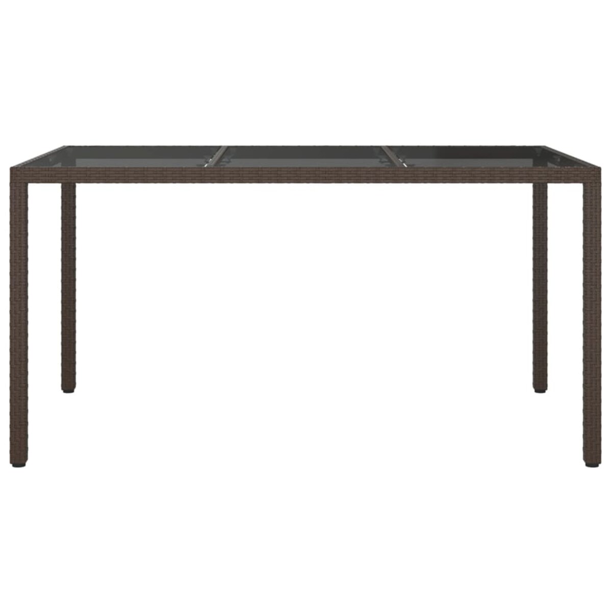vidaXL Stół ogrodowy, 150x90x75 cm, szkło i rattan PE, brązowy