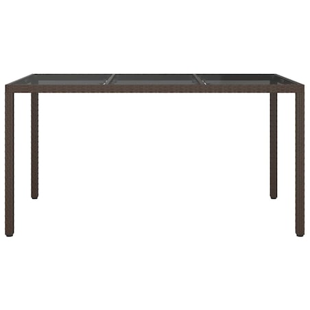 vidaXL Stół ogrodowy, 150x90x75 cm, szkło i rattan PE, brązowy