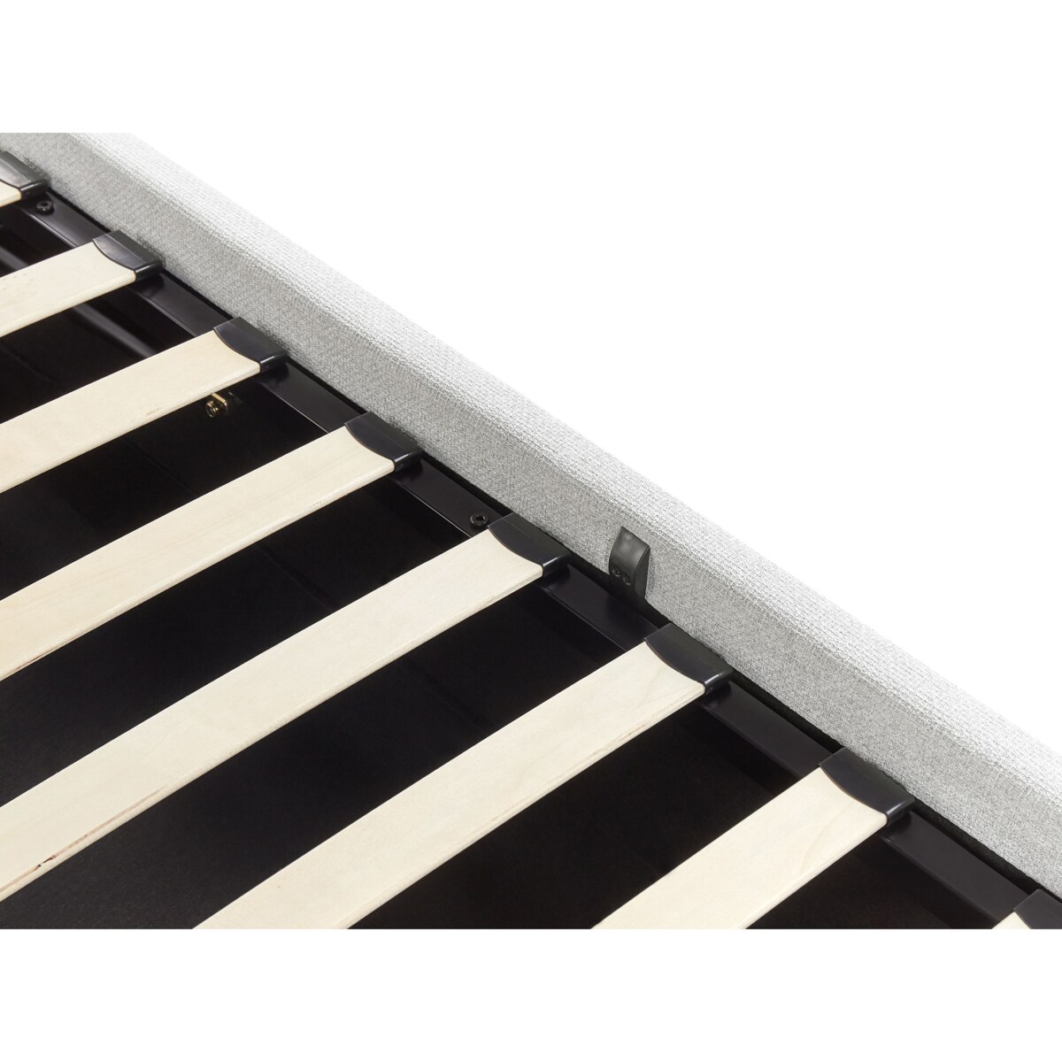 Łóżko z pojemnikiem tapicerowane 140 x 200 cm jasnoszare DINAN