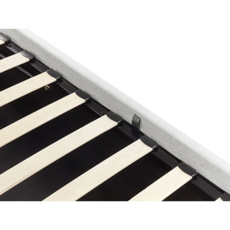 Łóżko z pojemnikiem tapicerowane 140 x 200 cm jasnoszare DINAN