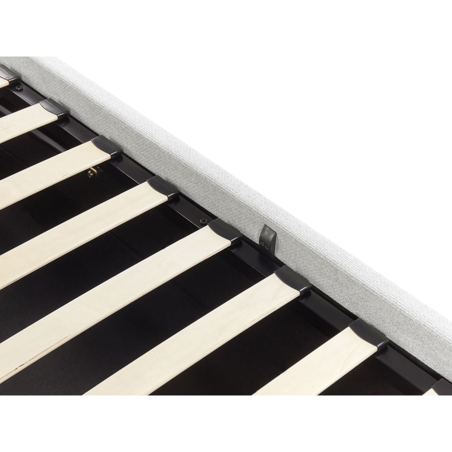 Łóżko z pojemnikiem tapicerowane 140 x 200 cm jasnoszare DINAN