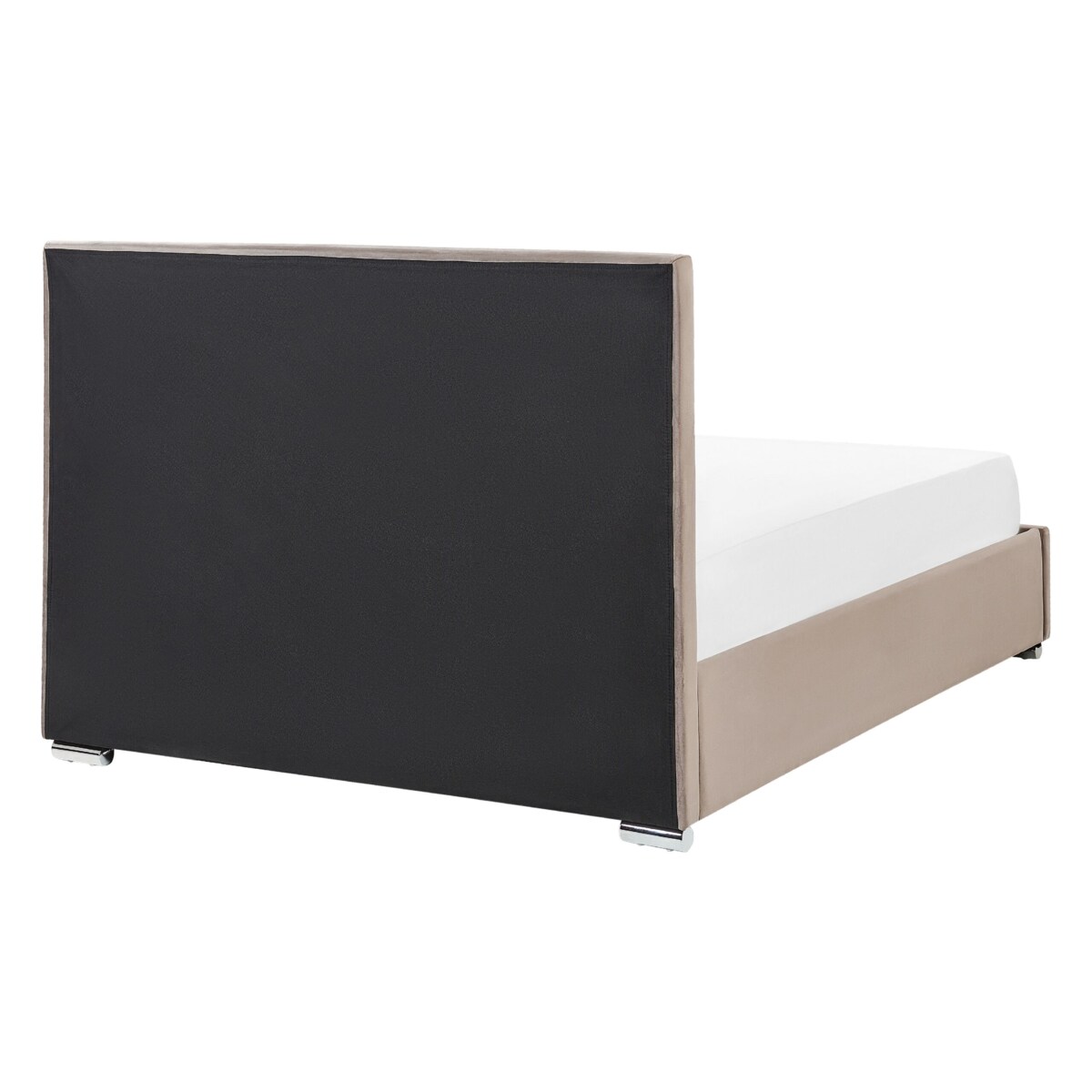 Łóżko z pojemnikiem welurowe 140 x 200 cm beżowoszare ROUEN