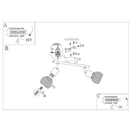 Regulowana LAMPA sufitowa FIASTRA 54028-2 Globo industrialna do przedpokoju czarna