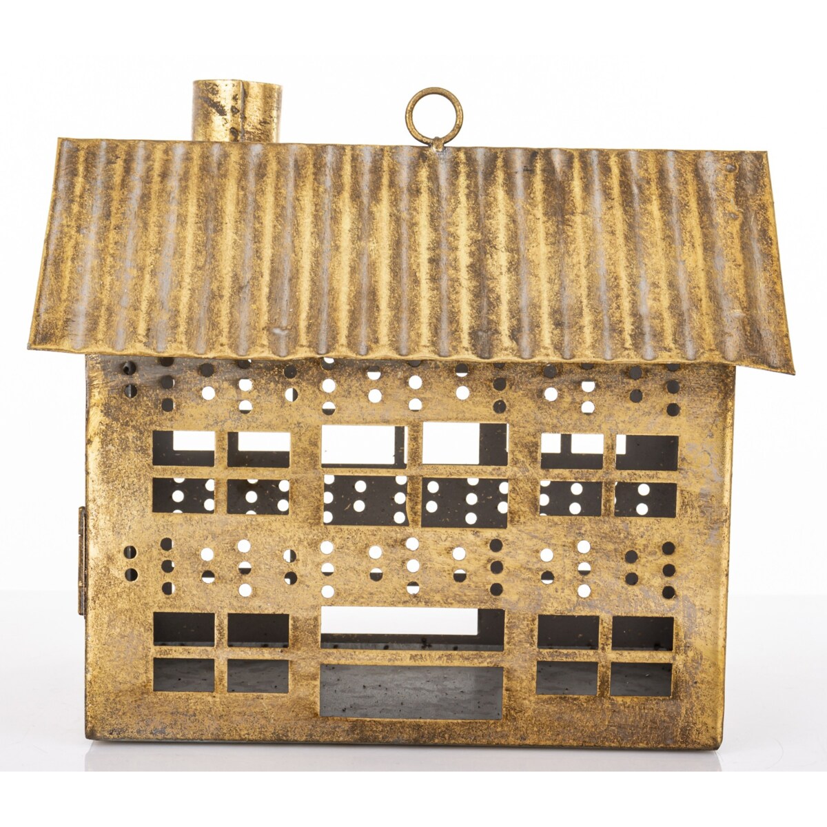 Dekoracja - metalowy domek 21,5x24,5x15 cm MUOYA z szerokimi drzwiczkami