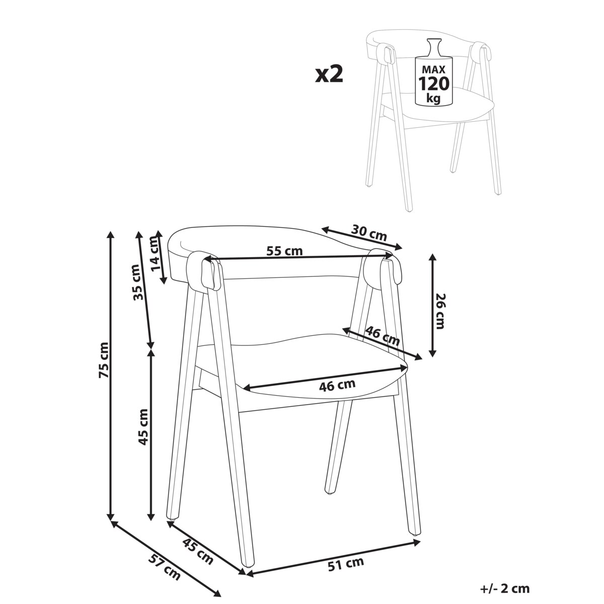 Zestaw 2 krzeseł do jadalni DAY Jasny brąz/ beżowoszary