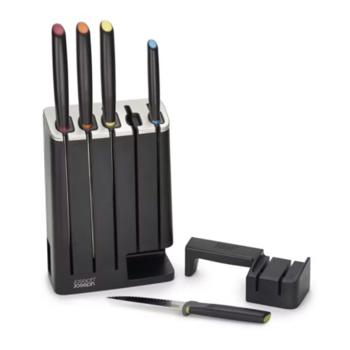 Zestaw 5 noży w bloku z ostrzałką Elevate, Joseph Joseph