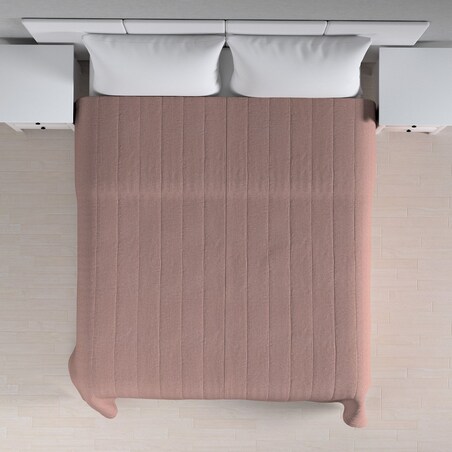 Narzuta pikowana w pasy 130x210 zgaszony róż szenil