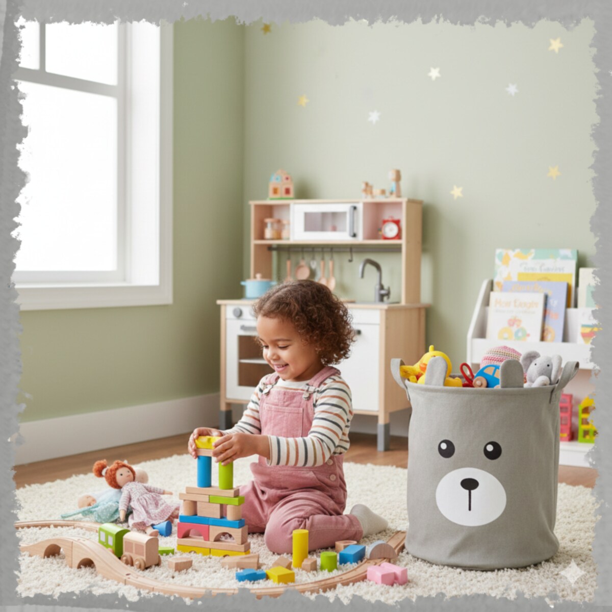 Kosz na zabawki klocki zamykany ze ściągaczem duży XXL organizer pojemnik