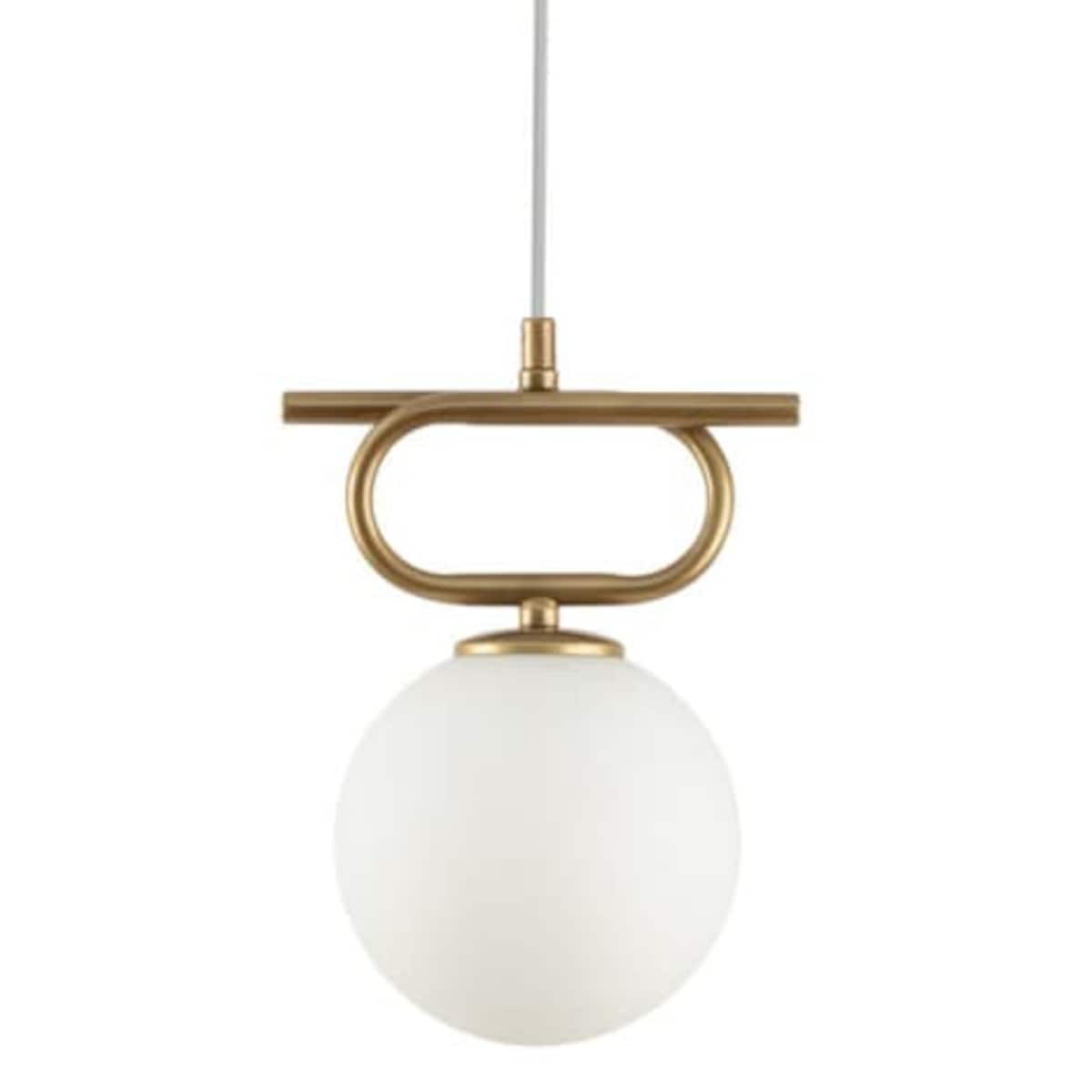 Lampa zwisowa do salonu kula Tes 33631 Sigma glamour mleczny klosz złota