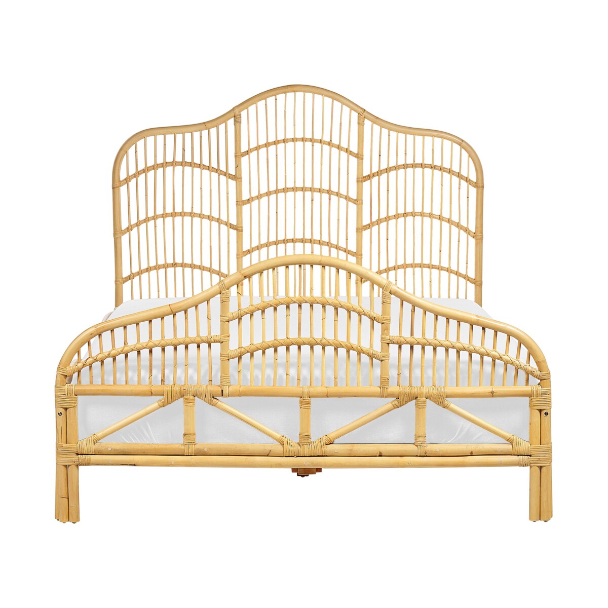 Łóżko rattanowe 140 x 200 cm jasne drewno DOMEYROT