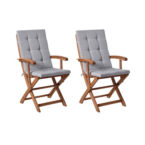 Zestaw 2 krzeseł ogrodowych z poduszkami MAUI PREMIUM Drewno akacjowe Jasnoszary